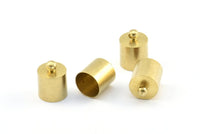 Brass Barrel End, 25 Raw Brass Barrel End With Loop - 10x14mm Leather Cord Ends Bs-1658