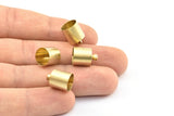 Brass Barrel End, 25 Raw Brass Barrel End With Loop - 10x14mm Leather Cord Ends Bs-1658