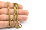 Cube Brass Chain, 2 M - Cube Raw Brass Chain (1.8mm) Z070