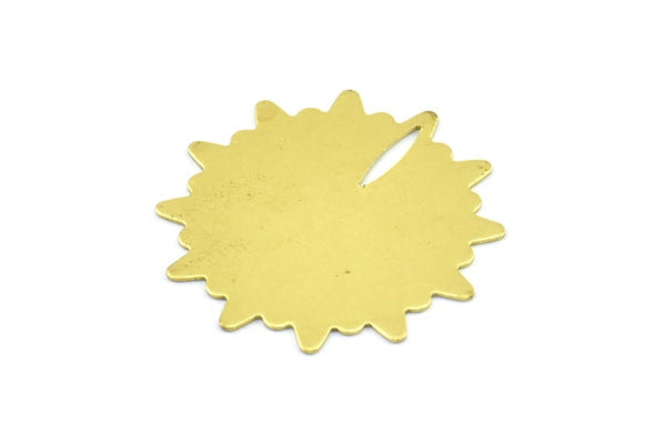 Pirinç Çiçek Takıları, 12 Ham Pirinç Çiçek Damgalama Boş Etiket Takısı (25 mm) Brs 4171d D0537--c069