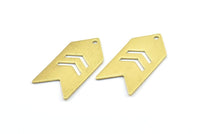 Arrow Chevron Pendant, 10 Raw Brass Arrow Stamping Pendant Tags With Chevron And 1 Hole (15x30x0.80mm) B0083