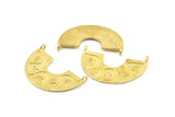 Brass Ethnic Pendant, 4 Raw Brass Ethnic Pendants With 2 Loops (30x20mm) E253