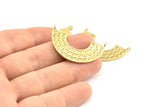 Brass Ethnic Pendant, 3 Raw Brass Ethnic Pendants With 2 Loops (36x22mm) E254