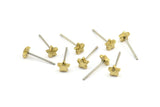 Star Earring Stud, 12 Stainless Steel Earring Posts With Raw Brass Star Earring Stud, Ear Studs (5x14.5mm) E332