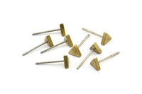 Triangle Bar Stud, 12 Stainless Steel Earring Posts With Raw Brass Triangle Bar Stud, Ear Studs (7x15mm) D938