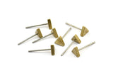 Triangle Bar Stud, 12 Stainless Steel Earring Posts With Raw Brass Triangle Bar Stud, Ear Studs (7x15mm) D938