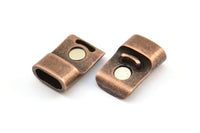 Copper Leather Cord Clasp, 2 Copper Plated Brass Magnetic Clasp For Leather Cord (26x13x7.5mm)  Y033