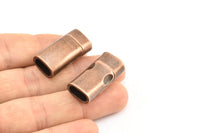 Copper Leather Cord Clasp, 2 Copper Plated Brass Magnetic Clasp For Leather Cord (26x13x7.5mm)  Y033