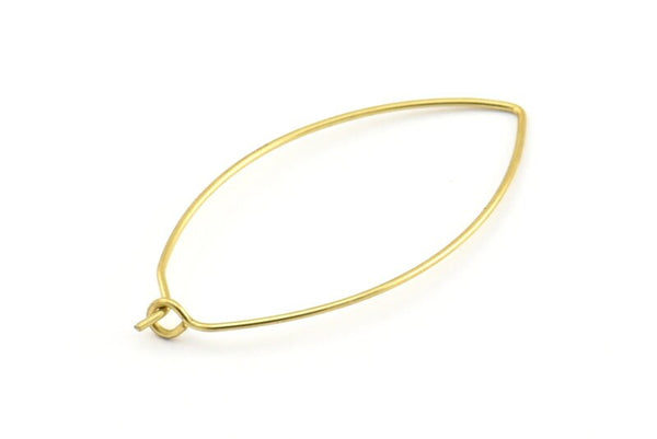 Brass Marquise Earring, 24 Raw Brass Wire Marquise Earring Charms, Pendants, Findings (38x18x0.7mm) E358