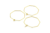 Brass Octagon Earring, 24 Raw Brass Wire Octagon Earring Charms, Pendants, Findings (28.5x0.7mm) E302