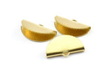 Half Moon Crimp, 12 Raw Brass Ribbon Crimp Ends With 1 Loop, Findings (25x14.5mm) E102