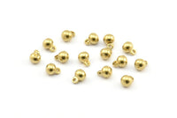 Brass Ball Charm, 24 Raw Brass Ball Charms With 1 Loop, Earrings, Jewelry Findings (5x4mm) E331