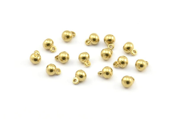 Brass Ball Charm, 24 Raw Brass Ball Charms With 1 Loop, Earrings, Jewelry Findings (5x4mm) E331