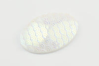 Resin Oval Cabochon, 6 White Resin Oval Mermaid Cabochon (39x29.5x6mm) E315