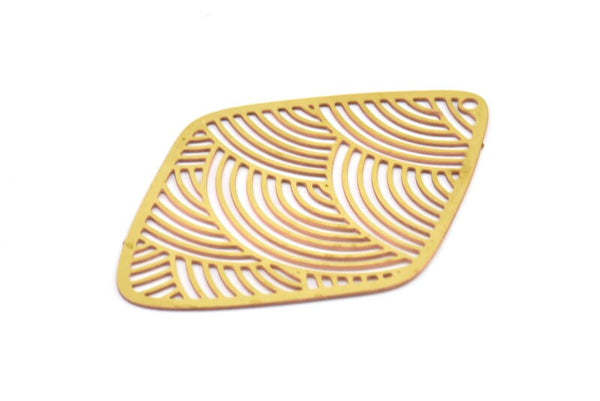 Brass Diamond Earring, 6 Raw Brass Diamond Shape Earring Charms With 1 Hole, Pendants, Findings (46x33mm) E031