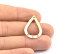 Brass Drop Charm, 12 Raw Brass Drop Charms With 4 Holes, Findings (31x20x0.75mm) E043