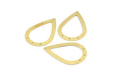 Brass Drop Charm, 6 Raw Brass Drop Charms With 4 Holes, Findings (40x27x0.8mm) BS 2285
