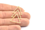 Brass Triangle Pendant, 6 Raw Brass Geometric Pendants (46x21x0.7mm) E034