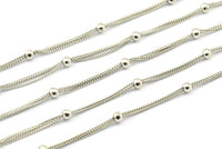 Silver Ball Chain, 3 Meters - 9.9 Feet  (1-1.5mm) Silver Tone Brass Soldered Chain With Balls Z153