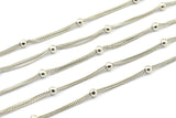 Silver Ball Chain, 3 Meters - 9.9 Feet  (1-1.5mm) Silver Tone Brass Soldered Chain With Balls Z153