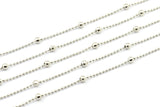 Silver Ball Chain, 3 Meters - 9.9 Feet  (1.5x3.5mm) Silver Tone Brass Soldered Chain With Balls Z042