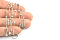 Silver Ball Chain, 3 Meters - 9.9 Feet  (1.5x3.5mm) Silver Tone Brass Soldered Chain With Balls Z042
