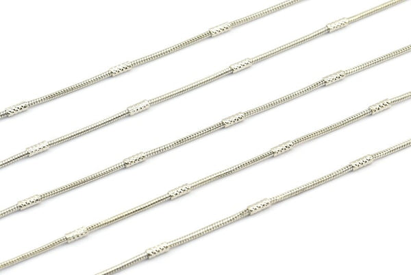 Silver Snake Chain, 5 M Silver Tone Snake Chain (1.2x1.8mm) Z054