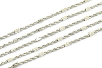 Silver Rope Chain, 3M Silver Tone Chain, Knitted Chain (2.2mm) A-Z Z038