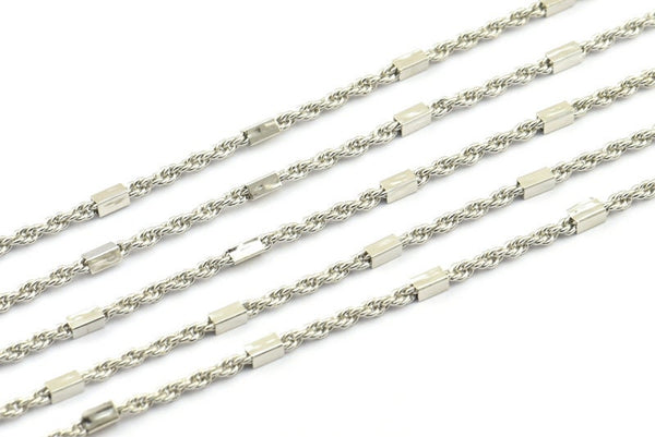Silver Rope Chain, 3M Silver Tone Chain, Knitted Chain (2.2mm) A-Z Z038