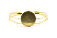 Brass Triple Bracelet, 1 Raw Brass Triple Bracelet 25mm Pad Size (68x17x1.5mm) R033