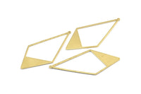 Brass Diamond Charm, 6 Raw Brass Diamond Charms With 1 Loop, Pendants, Findings (56x27.5x0.8mm) E628