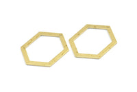Hexagon Choker Charm, 6 Raw Brass Hexagon Charms With 1 Hole, Pendants, Findings (33x24.5x1mm) E074