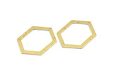 Hexagon Choker Charm, 6 Raw Brass Hexagon Charms With 1 Hole, Pendants, Findings (33x24.5x1mm) E074