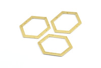 Hexagon Choker Charm, 6 Raw Brass Hexagon Charms With 1 Hole, Pendants, Findings (33x24.5x1mm) E074