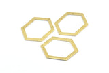 Hexagon Choker Charm, 6 Raw Brass Hexagon Charms With 1 Hole, Pendants, Findings (33x24.5x1mm) E074