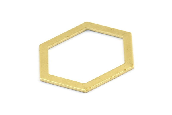 Hexagon Choker Charm, 6 Raw Brass Hexagon Charms, Pendants, Findings (33x24.5x1mm) E075