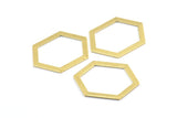 Hexagon Choker Charm, 6 Raw Brass Hexagon Charms, Pendants, Findings (33x24.5x1mm) E075