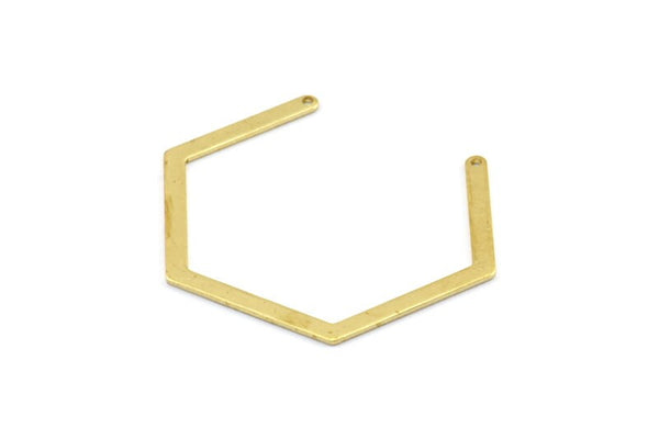 Hexagon Choker Charm, 10 Raw Brass Hexagon Choker Pendants With 2 Holes, Charms, Findings (41.5x33x0.8mm) BS 2077