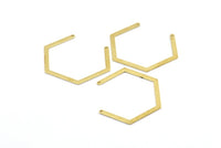 Hexagon Choker Charm, 10 Raw Brass Hexagon Choker Pendants With 2 Holes, Charms, Findings (41.5x33x0.8mm) BS 2077