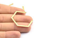 Hexagon Choker Charm, 10 Raw Brass Hexagon Choker Pendants With 2 Holes, Charms, Findings (41.5x33x0.8mm) BS 2077