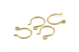 Brass Earring Wires, 50 Raw Brass Earring Wires With 1 Loop (18x15x1.2mm) BS 2286
