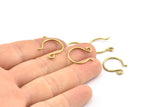 Brass Earring Wires, 50 Raw Brass Earring Wires With 1 Loop (18x15x1.2mm) BS 2286