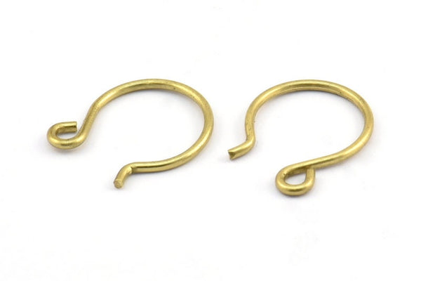 Brass Earring Wires, 50 Raw Brass Earring Wires With 1 Loop (18x15x1.2mm) BS 2286