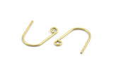 Brass Earring Wires, 50 Raw Brass Earring Wires With 1 Loop (18.5x17x1mm) BS 2084