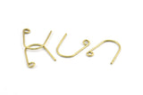 Brass Earring Wires, 50 Raw Brass Earring Wires With 1 Loop (18.5x17x1mm) BS 2084