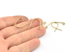 Brass Earring Wires, 50 Raw Brass Earring Wires With 1 Loop (18.5x17x1mm) BS 2084