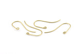 Brass Earring Wires, 50 Raw Brass Earring Wires With 1 Loop (33x13x0.8mm) BS 2091