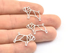 Steel Dog Charm, 5 Steel Dog Charms With 1 Loop (16.5x22x0.9mm) E113