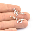 Steel Dinosaur Charm, 5 Steel Dinosaur Charms With 2 Loops (17x29x0.8mm) E112