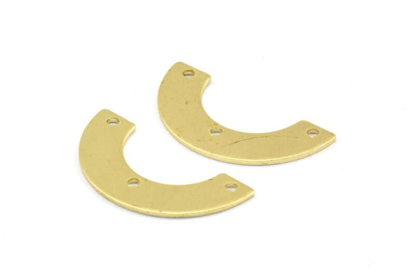 Brass Geometric Pendant, 24 Raw Brass Semi Circle Blanks With 3 Holes, Geometric Pendant, Findings (25x12.5x5.5x0.8mm) E100